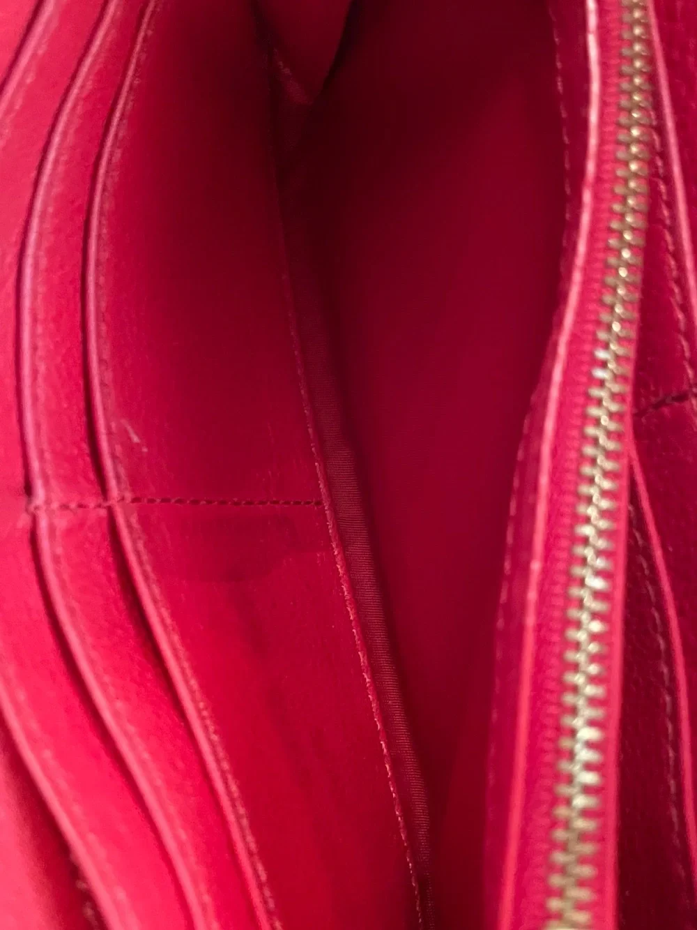 Tory Burch Coral-Red Pebbled Leather Zip Continental Wallet with Perforated Logo